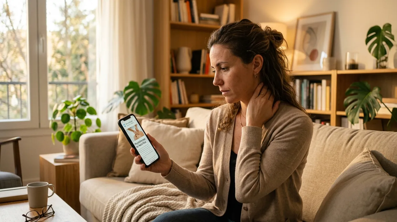 Paciente buscando clínica médica de confianza y agendando cita online con asistente web con IA